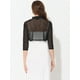 thumbnail image 3 of Ruffle Shrug Allegra K para mujer Malla Crop Bolero Cardigan Negro 3/4 XS, 3 of 6