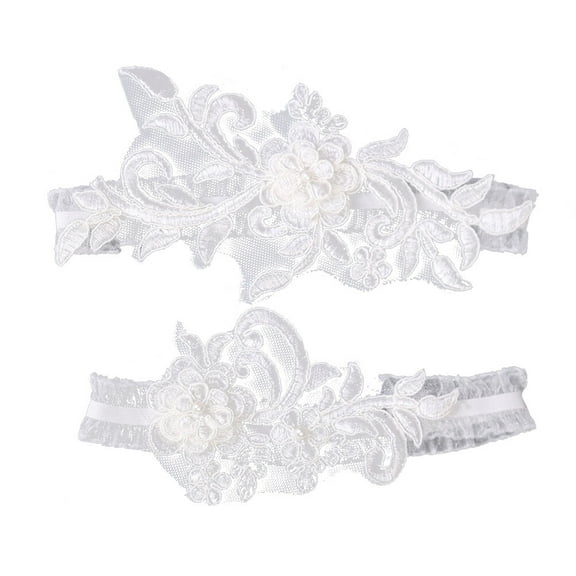 LOLIPPYY 1Pc White Bridal Garter Belt with Flower Lace for Wedding Celebration