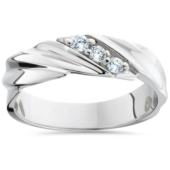 Pompeii Three Stone Diamond 14K White Gold Wedding Ring (G/H,I2)