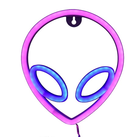 

Alien Neon Sign Decorative Neon Light Night Lamp for Bedroom Children s Room Bar Decor USB Or Battery PoweredBlue Eye+Pink Face