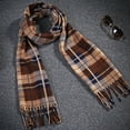 thumbnail image 4 of Skymirror Unisex Winter Scarf Color Matching Plaid Print Tassel Thick Warm Soft Double sided Plush Long And Wide Keep Warm Neck Lady Fall Scarf, 4 of 8