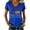 Blue, variant on Women's 250th Anniversary USA T-Shirt, Patriotic "We the People" V-Neck Top, 250 Years of Freedom Independence Day Tee, Contrast Trim Short Sleeve Commemorative Shirt