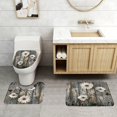 thumbnail image 2 of 1pc/3pcs Non-Slip Grey Floral Shower Curtain with Butterfly Daisy Design and 12 Hooks, Includes Bath Mat and Toilet Lid Cover Pad, 2 of 4