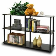 Furinno Turn-N-Tube No-Tools 3-Tier Double Size Storage Display Rack, Espresso with Black
