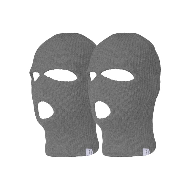 TopHeadwear 3 Hole Ski Face Mask Balaclava, 2 Pack Heather Grey