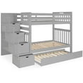 thumbnail image 3 of Bedz King Tall Stairway Bunk Beds Twin over Twin with 4 Drawers in the Steps and a Twin Trundle, Gray, 3 of 9