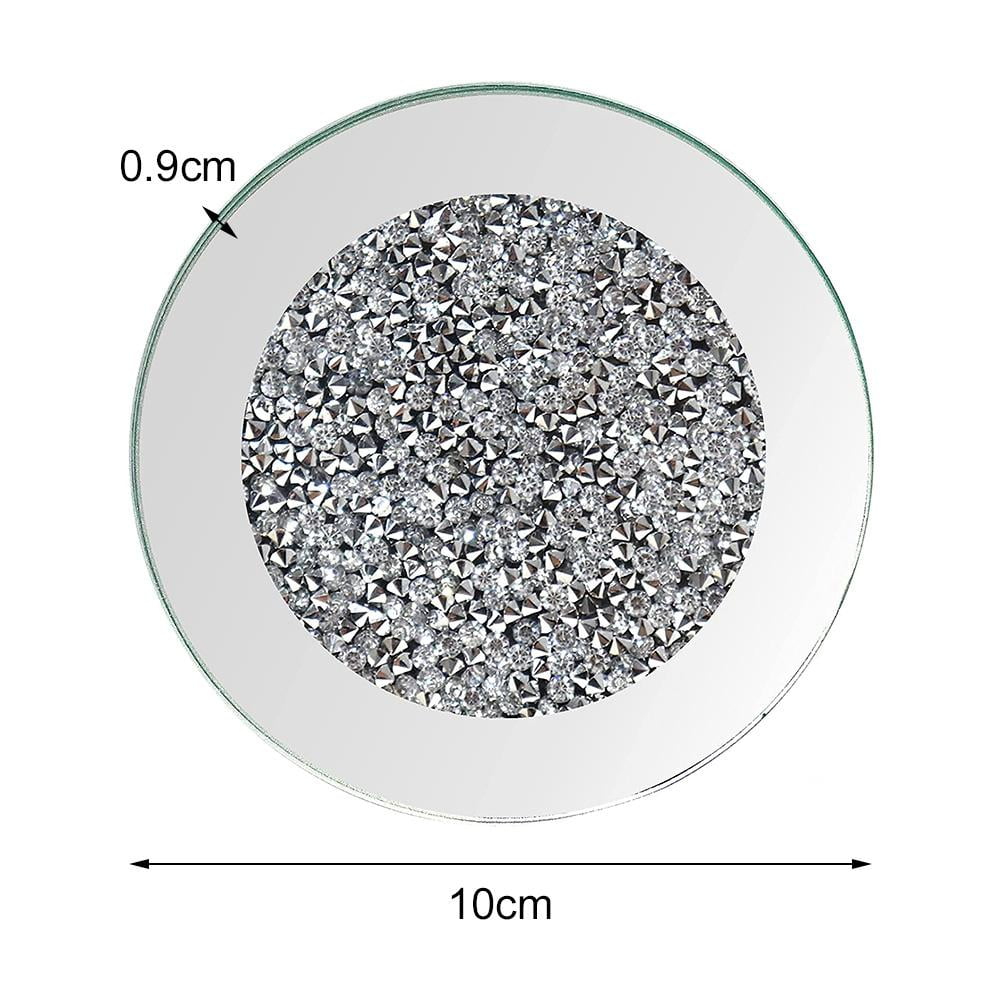 Set of 6 Sparkly Crushed Diamond Glitz Crystal Mirrored Glass Dinner Place Mat 
