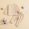 thumbnail image 4 of NOLDARES Toddler Boys Fall Outfits Long Sleeve Shirt Elastic Waist Pants 2Pcs Little Kids Clothes Set(T262-Beige), 4 of 6