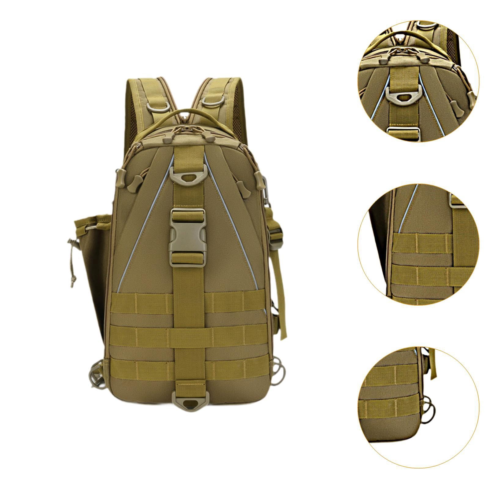 Wswqop Fishing Gear Bag Portable Fly Fishing Backpack Sling Rod Holder Breathable Fanny Green