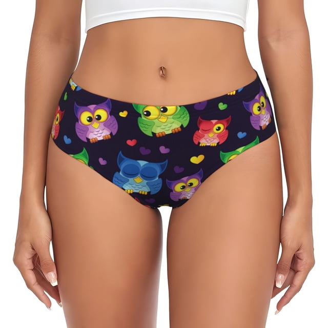 Fotbe Owls And Hearts Calzones Estampados para Mujer – Ropa Interior de Algodón, Cómoda, Suave y Elástica-3X-Large