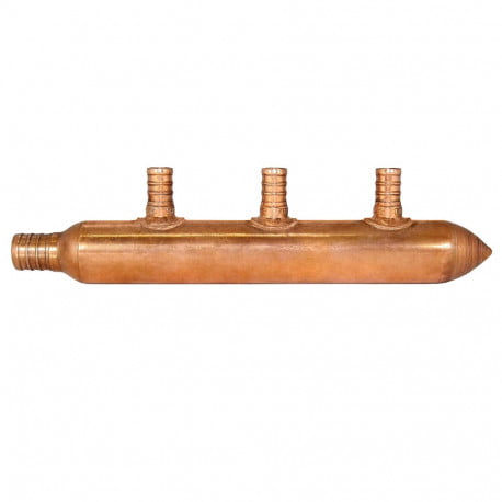 Copper Pex Manifold 3/4" with 4 1/2" Pex Outlets and 1 Spun Closed End 