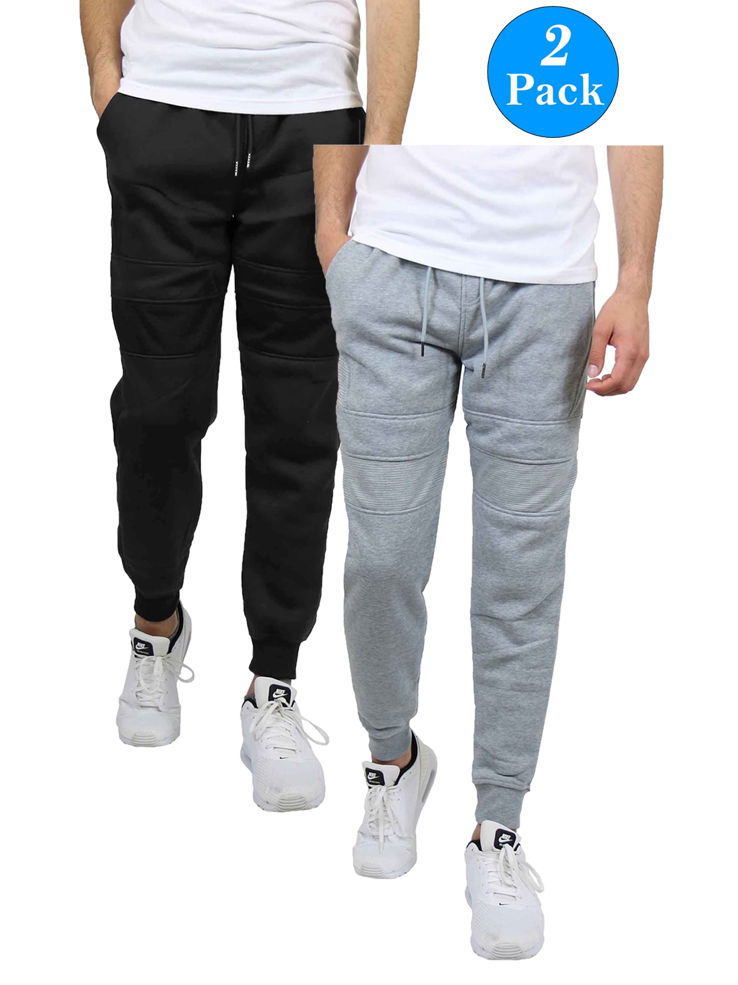 GBH - Galaxy By Harvic Men's Slim-Fit Fleece Moto Joggers (2-Pack, S-2XL) - Walmart.com