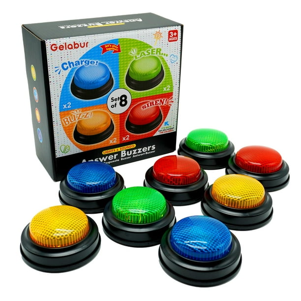 Answer Buzzers Gelabur, paquete de 8 unidades para el aula de juegos de preguntas y respuestas
