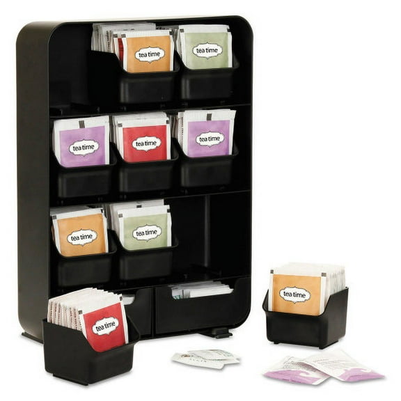 Mind Reader Baggy Nine-Drawer Tea Bag and Accessory Holder, 10.24 x 4.33 x 13.11, Black, Each