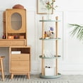thumbnail image 5 of Storage Shelf, 360° Rotating Bookshelf, 4 Tier Bookcase W/ Large-Capacity Storage Space, Multifunctional Storage Rack, Compact Design, Standing Shelf For Living Room, Bedroom, Study Room, Kitchen, 5 of 9
