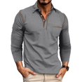 thumbnail image 3 of Camisa clásica a cuadros con botones para hombre: manga larga, mezcla de algodón, corte regular, ideal para ocasiones informales y de trabajo., 3 of 7