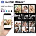 thumbnail image 3 of Best Mom Ever Custom Blanket, Birthday Gifts for Mom from Daughter Son with Pictures, Customized Photo Collage Mother Blankets Wife Birthday Gifts, Personalized Flannel Blanket with Photo as a Gift, 3 of 6