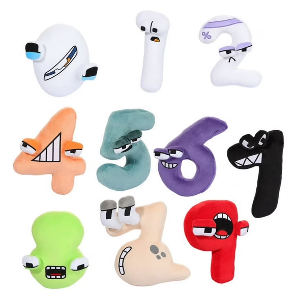 Number Lore Plush Toys Cartoon 0-9 Numbers Stuffed Dolls Cartoon Plushie Figures Sofa Bed Decoration Pillow Xmas Birthday Gift