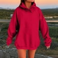 thumbnail image 3 of Otntypg Waffle Knit Hoodie Tops for Women Casual Fall Winter Long Sleeve Drawstring Hooded Pullover Sweatshirts Loose Lightweight Comfy Hoodies Top with Pocket Red M, 3 of 6