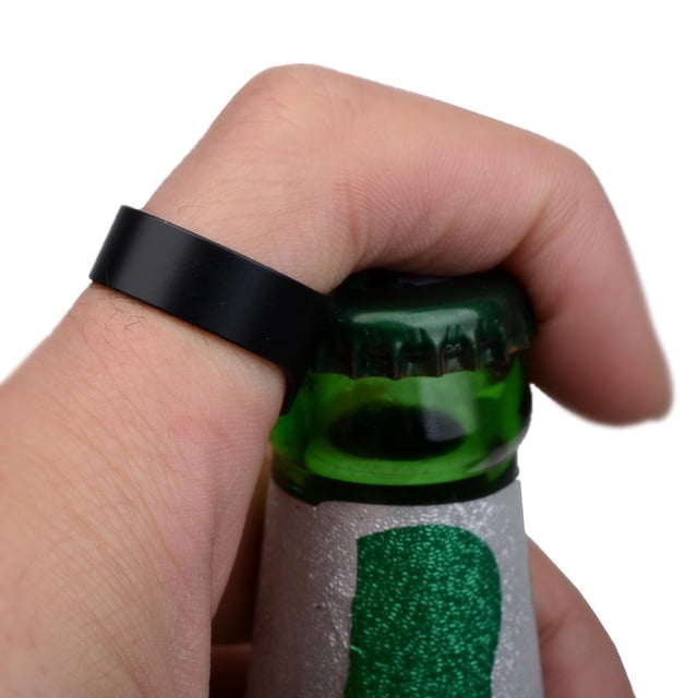 Abierto de Botella de de Botella de Cerveza de Metal de material acero Inoxidable para Hombres Rojo/negro/plata/oro , Negro Fernando Anillo abrebotellas de cerveza