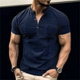 thumbnail image 2 of TSADFHJI Hauts de Pyjama pour Hommes Manches Longues Automne T-Shirt à Manches Courtes en Coton Décontracté avec Poche TTTG Marine, 2 of 8