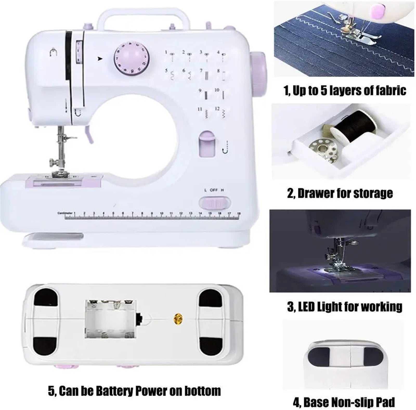 Sewing Machine Household Multi-Function Electric Lock Ed Eating Thick Pedal Lock Eye Sewing Machine Standard 12 Kinds Of Built