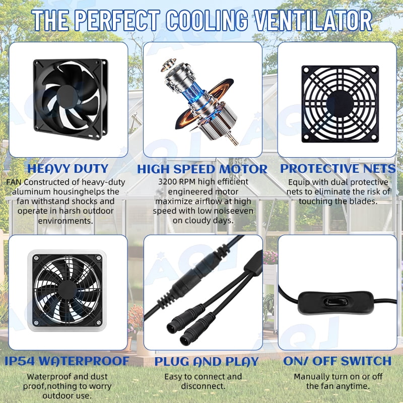 30W Solar Powered Fan, Solar Exhaust Fan for Chicken Coop,Shed, Greenhouse, Outside with Two Fans 16.4Ft On/Off Switch Cable