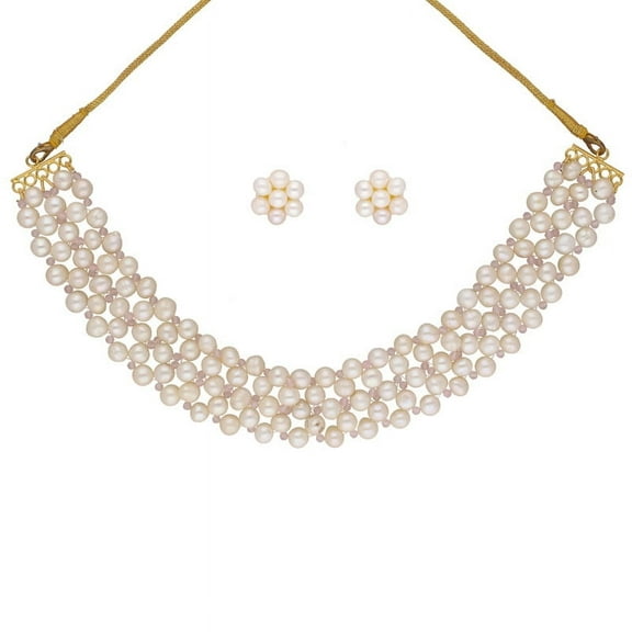 AA Freshwater 5mm Pearl Choker Set Includes Earrings For Women