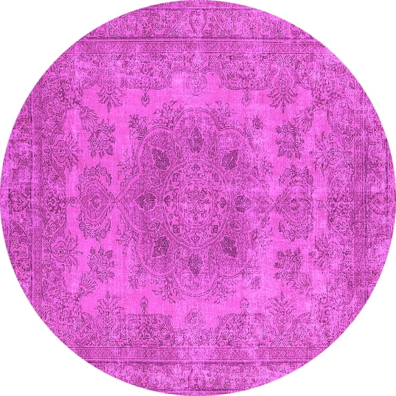 Ahgly Company Indoor Round Oriental Pink Industrial Area Rugs, 7' Round