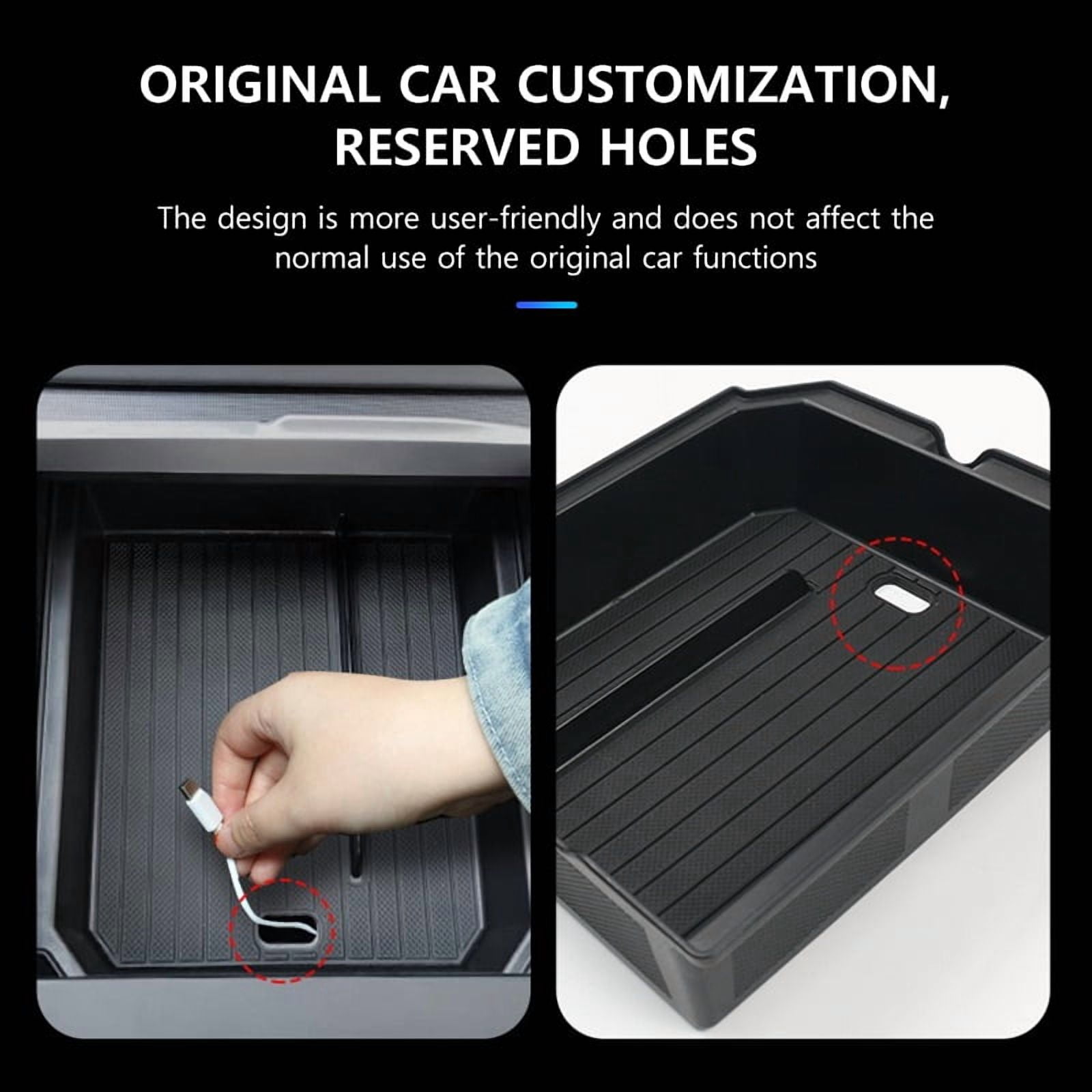 NovaAcc Car Central Control Storage Box For Tesla Model 3 Highland 2024 2025 Model Y Juniper 2025 ABS Glasses Holder Waterproof Scratch-Resistant Storage Armrest Box