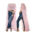 thumbnail image 2 of Gupgi Women Sheer Cape Tops Solid Color Crew Neck Irregular Long Cover-ups Summer Asymmetrical See Through Shawls, 2 of 9