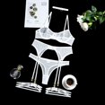thumbnail image 4 of Conjunto de Sujetador de encaje de 4 piezas para mujer, ropa interior con aros y liguero, lencería Sexy, varios estilos, 4 of 4