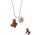 thumbnail image 2 of Delight Jewelry Resin Brown Pony Silvertone Script Initial Disc - M - Charm Necklace, 20"+3", 2 of 4