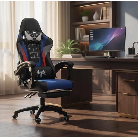 Silla Gamer Spiderman Negra Cuero Sintético
