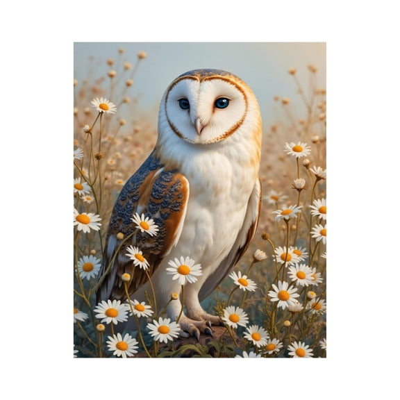Paint by Numbers Kit for Adults, Daisy Meadow Owl Portrait Paint by Numbers, Easy Paint by Numbers Kit for Adults Beginner, DIY Adult Paint by Number Kits on Canvas, Home Decor 12x16in
