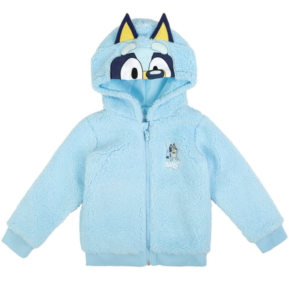 Bluey Toddler Boys Cozy Sherpa Zip Up Cosplay Hoodie Toddler to Little Kid