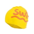 thumbnail image 6 of Unique Bargains 1 Pc Silicone Letter Print Swim Cap Yellow, 6 of 6