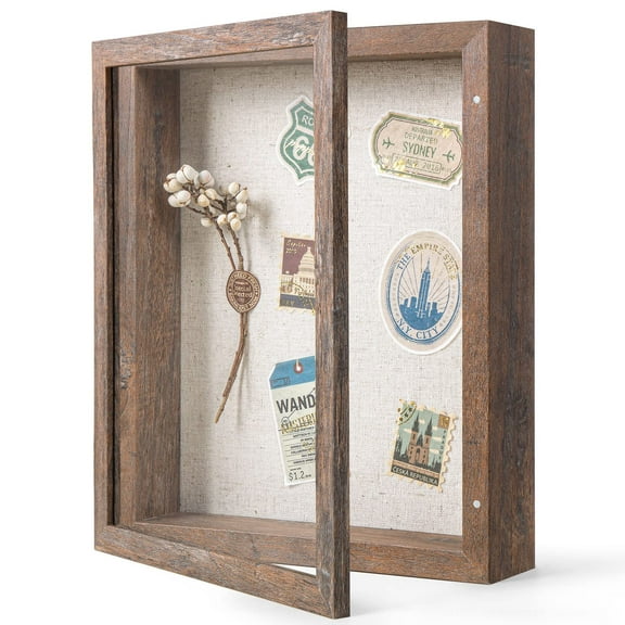 Emma + Oliver Rustic Wooden Display Case for 9.5' x 5' American Veteran ...