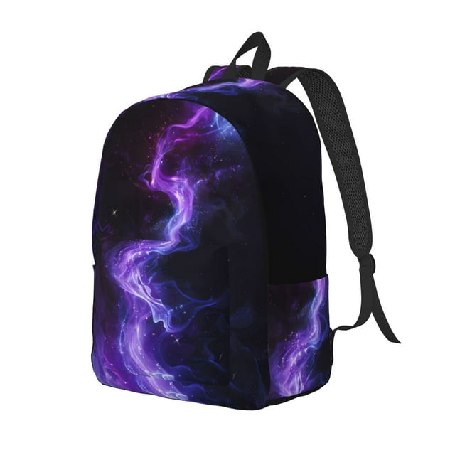 Easygdp Purple And Blue Nebula for Durable Canvas Laptop Backpack - Adjustable Shoulder Strap, Large Capacity, Fits 15-17in Laptops, for School, Work, Travel-Medium
