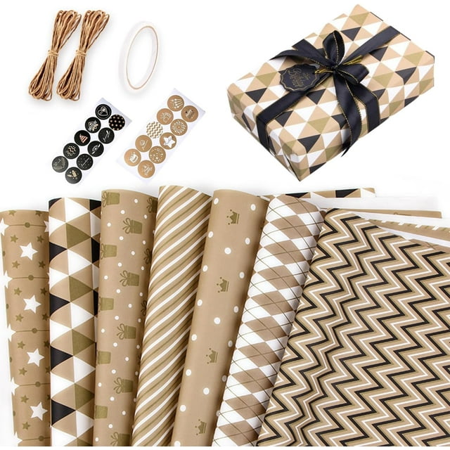 Papel para Envolver Regalos, Hojas Papel de Regalo Cumpleaños con Cordel y Etiquetas, Papel Envolver Adecuado para Regalos de Cumpleaños