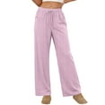 thumbnail image 4 of OGLCCG Womens Striped Pajamas Pants Elastic Waisted Wide Leg Comfy Loungewear Pants with Pockets Casaul Lightweight Baggy Sleep Pants,S,Pink, 4 of 7