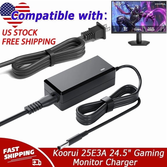 AC Adapter Compatible with Koorui 25E3A 24.5" Gaming Monitor Charger Power Supply Cord 12V