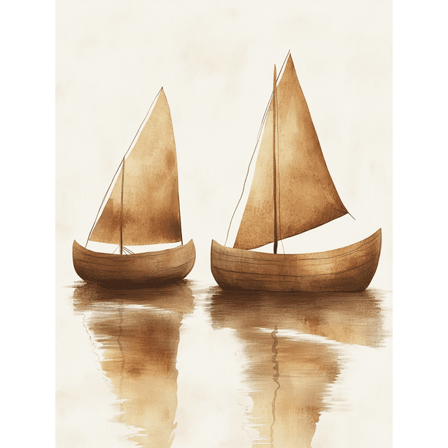 Qisvanset Framed Canvas Wall Art, 12x16 Inch Earth Tone Sailboat Alphabet Nursery Wall Print