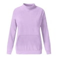 thumbnail image 3 of Plain Sweatshirts for Women 2025 Fall Winter Long Sleeve Crewneck Casual Basic Sweatshirt with Pockets Pullover Tops, 3 of 5