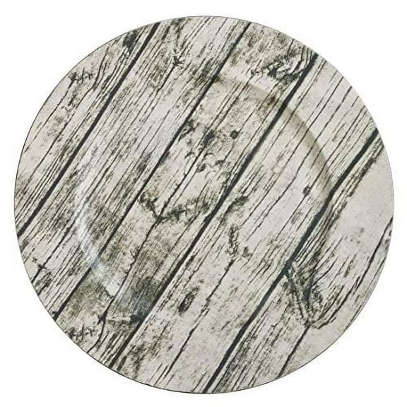 Fennco Styles Printed Wood Rustic Charger Plates 14" Round, Set of 4 – Natural Table Chargers for Banquets, Family Dinners, Special Events and Everyday Home Décor