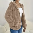 thumbnail image 6 of Cutuoiiu Women's Fuzzy Fleece Jacket Full Zip up Warm Sherpa Coat Long Sleeve Hooded Fall Winter Thermal Coat Gifts, 6 of 7