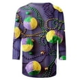 thumbnail image 4 of Jsaierl 2025 Mardi Gras Outfit for Women Plus Size Tops Holiday 3/4 Blouses Sleeve Carnival Themed Party Shirts, 4 of 5