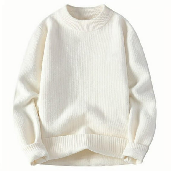 hotojiny Men's Crew Neck Knit Sweater Soft Classic Solid Color Pullover Loose Fit Warm Casual Base Layer Winter Autumn Streetwear