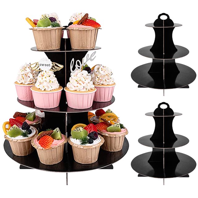 Muyoka Soporte para cupcakes de 3 niveles, negro Muyoka Hogar