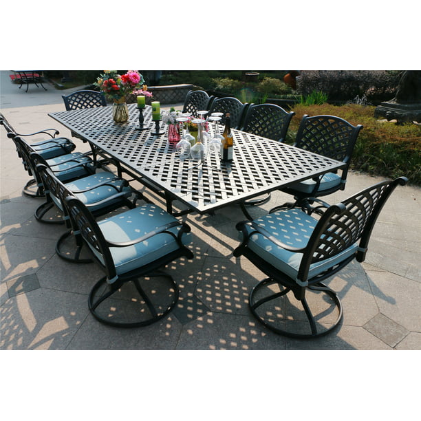 Hennessey Outdoor Patio Dining Set With, 11 Piece Outdoor Dining Set Aluminum
